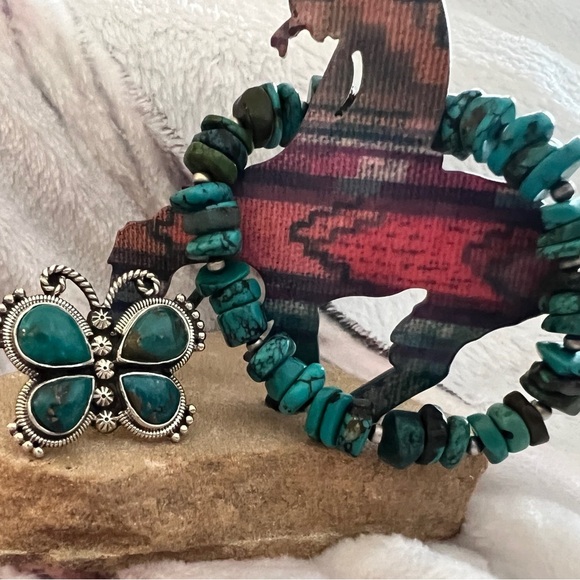 ❤️ Desert Pearls Kingman Turquoise Heishi Sterling Stretch Sz 7 Bracelet 20.8gms - Picture 10 of 10